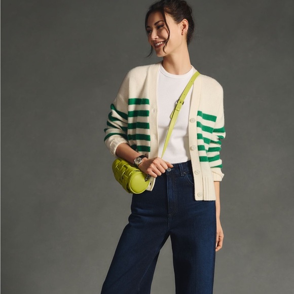 Kule Raffa Cashmere Blend Striped Cardigan - Green and cream - Picture 7 of 8